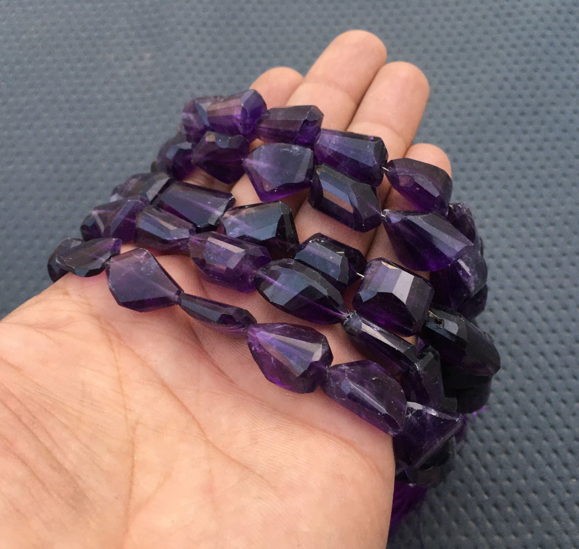 9" Inch Long Strand February Birthstone Purple Color Faceted Nuggets Shape Beads Size 11x13-16x20 MM Natural Amethyst Gemstone Wholesale