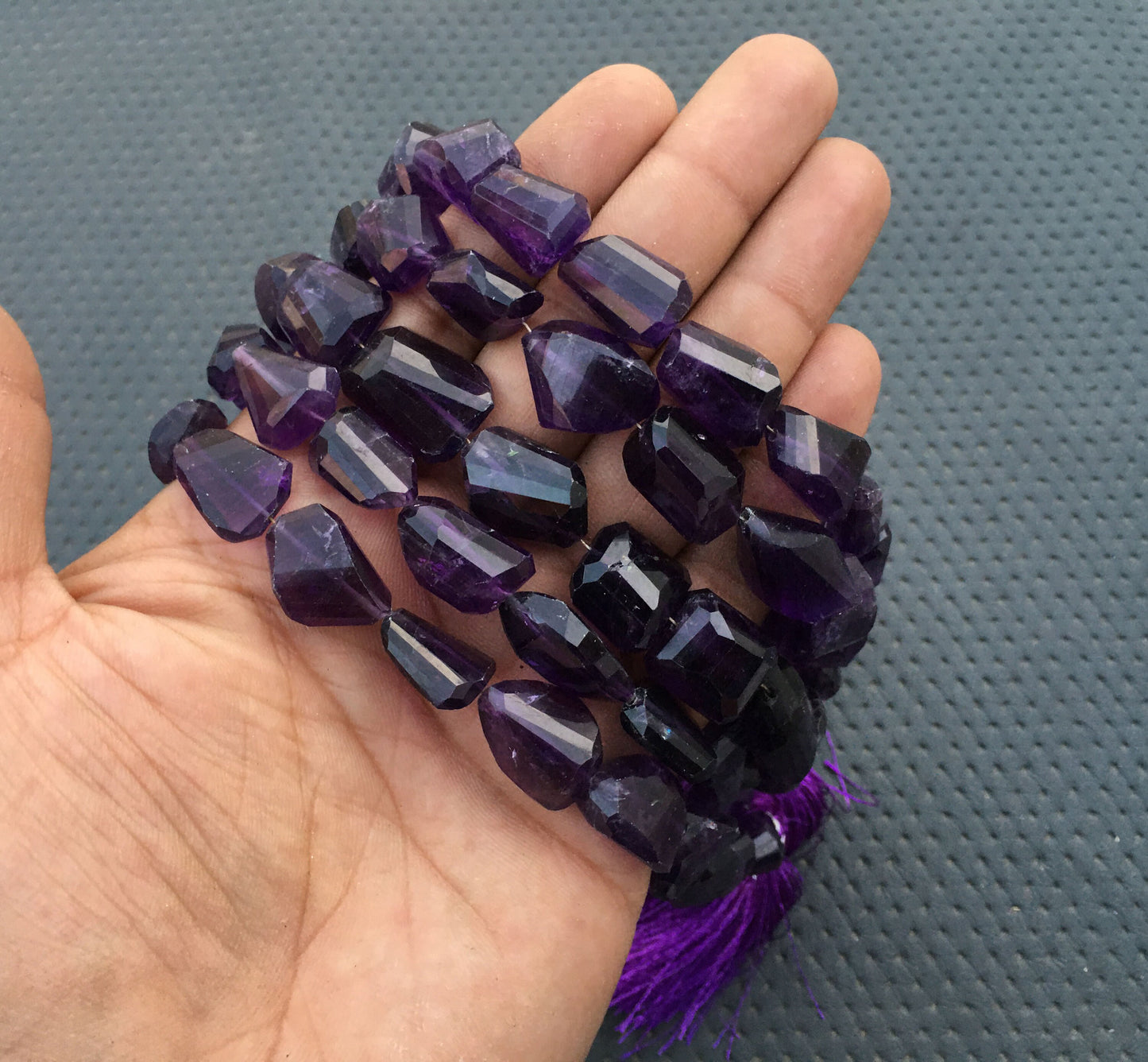 9" Inch Long Strand February Birthstone Purple Color Faceted Nuggets Shape Beads Size 11x13-16x20 MM Natural Amethyst Gemstone Wholesale