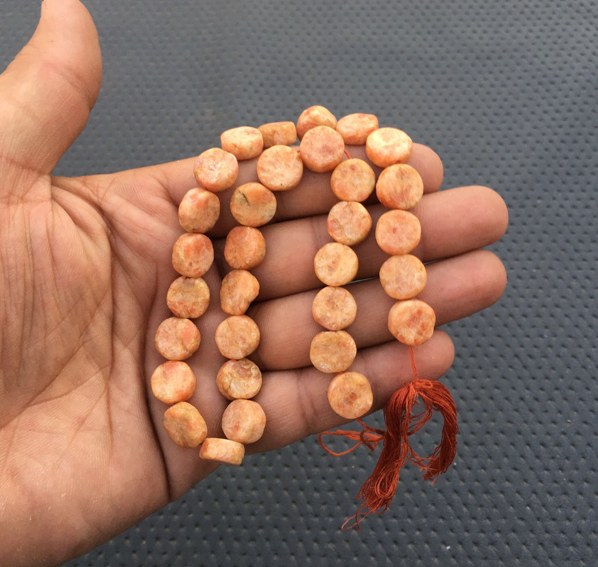 30 Pieces Smooth Coin Beads Natural Sunstone 1 Strand Smooth Briolette Beads Size 10-11 MM Orange Sunstone Smooth Coin Jewelry Wholesale