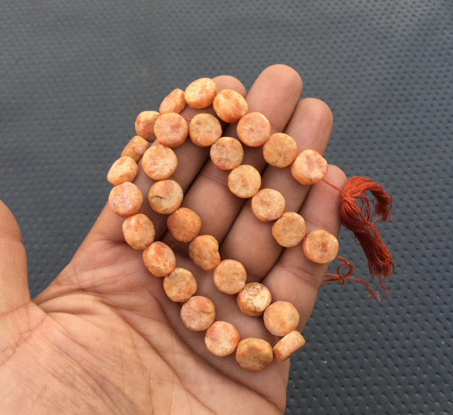 30 Pieces Smooth Coin Beads Natural Sunstone 1 Strand Smooth Briolette Beads Size 10-11 MM Orange Sunstone Smooth Coin Jewelry Wholesale