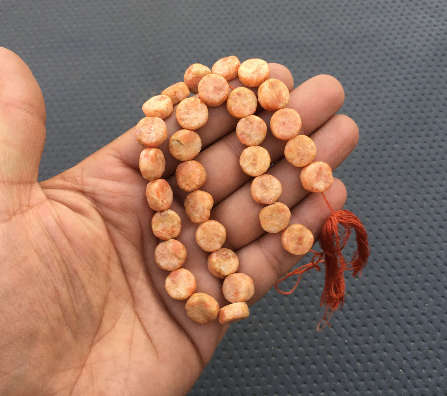 30 Pieces Smooth Coin Beads Natural Sunstone 1 Strand Smooth Briolette Beads Size 10-11 MM Orange Sunstone Smooth Coin Jewelry Wholesale