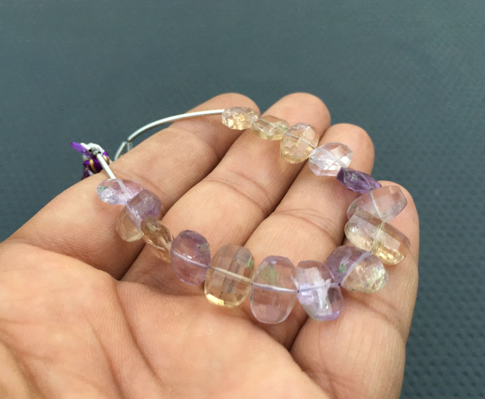 14 Piece AAA Quality 1 Strand Natural Ametrine Gemstone Citrine amethyst Mixture Stone Faceted Oval Shape Size 7x10-8x12 MM Beads Wholesale