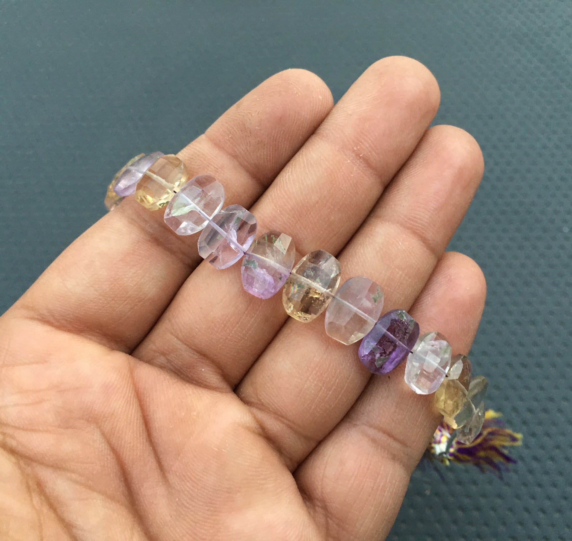 14 Piece AAA Quality 1 Strand Natural Ametrine Gemstone Citrine amethyst Mixture Stone Faceted Oval Shape Size 7x10-8x12 MM Beads Wholesale