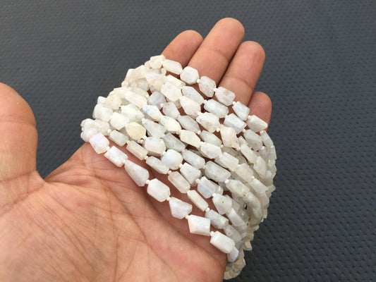 13"Long AAA Quality 1 Strand Natural Rainbow Moonstone Nuggets Shape Beads Moonstone Size 6x7-8x11 MM Blue Fire Moonstone Making Jewelry