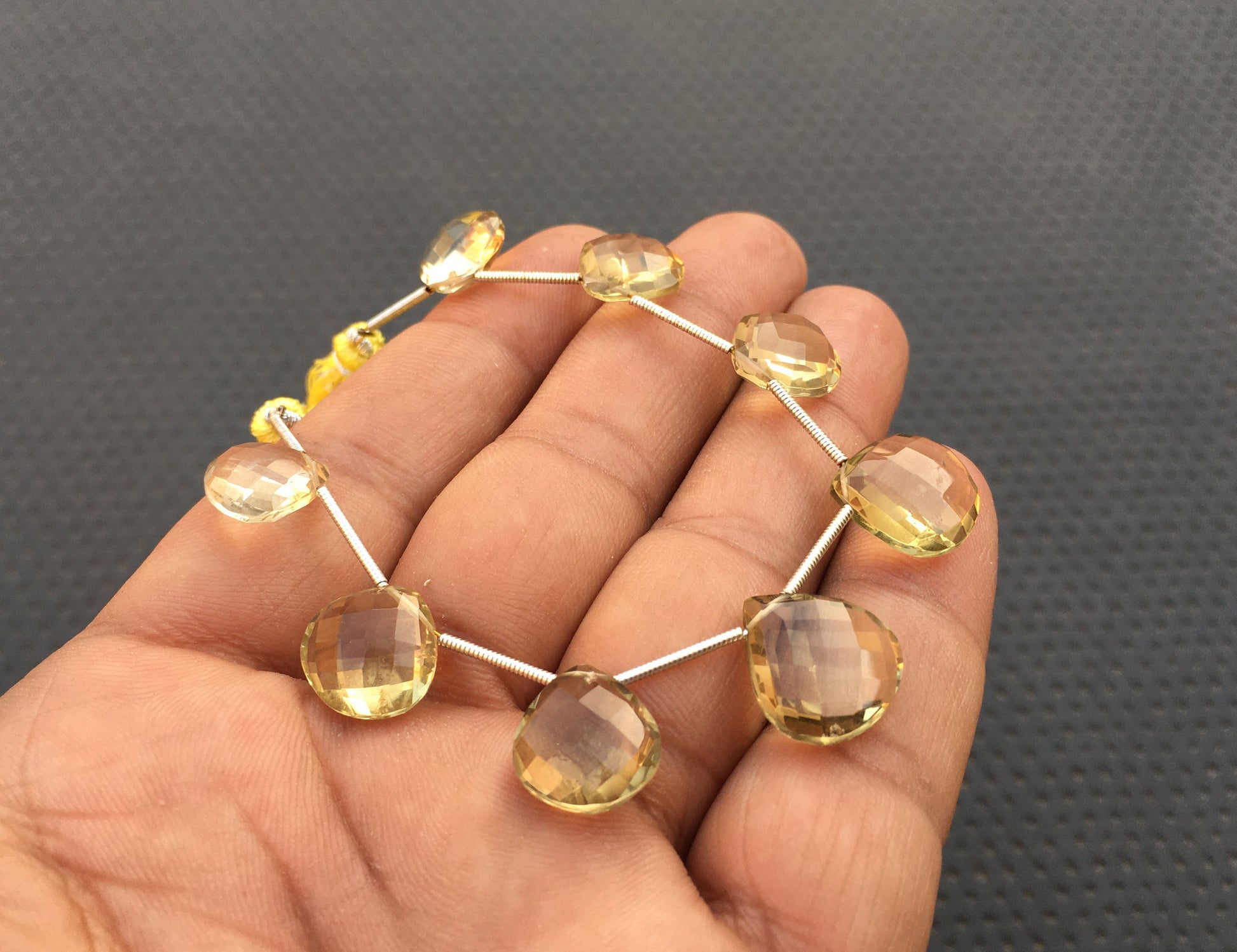 AAA Quality Blessing way Beads 8 Pieces Natural Lemon Quartz Gemstone Beautiful Quartz Faceted Heart Shape Briolette Bead Size 11-13 MM