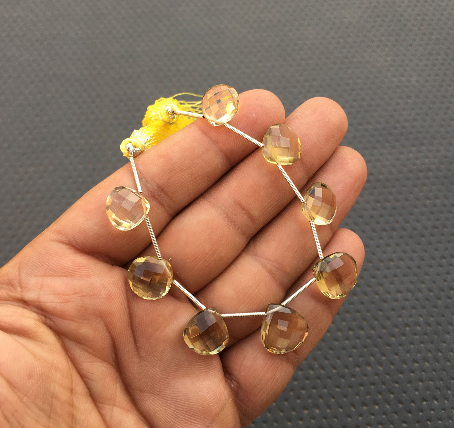 AAA Quality Blessing way Beads 8 Pieces Natural Lemon Quartz Gemstone Beautiful Quartz Faceted Heart Shape Briolette Bead Size 11-13 MM