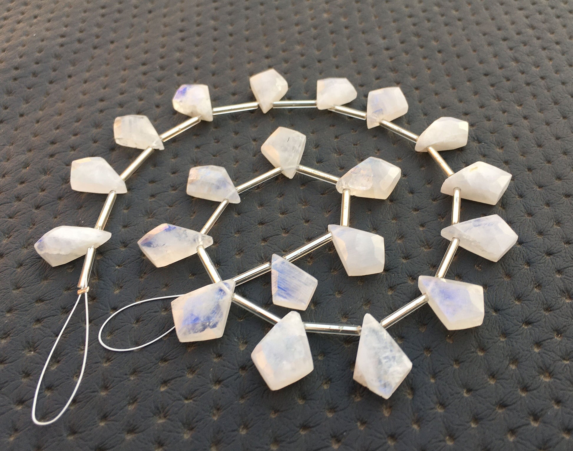 Dreamy Gorgeous Range Blue fire 16 Pieces Natural Rainbow Moonstone Size 9x15-12x16 MM Faceted Fancy Shape Briolette Beads Blue Flashy