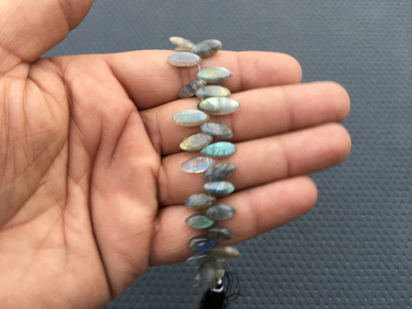 TOP QUALITY Compassion Protection 8"Long strand Natural Labradorite Marquise Shape Blue Flash Smooth Marquise shape beads Size 3x7-6x16 MM