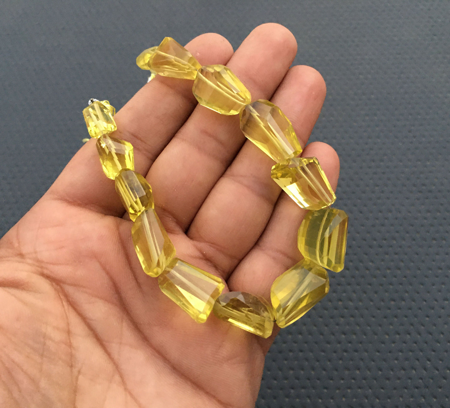 Meditation Spiritual 1 Strand Natural Lemon Quartz 14 Pieces Nuggets Faceted Beads Size 8x12-13x18 MM Lemon Quartz Nuggets Gemstone Beads