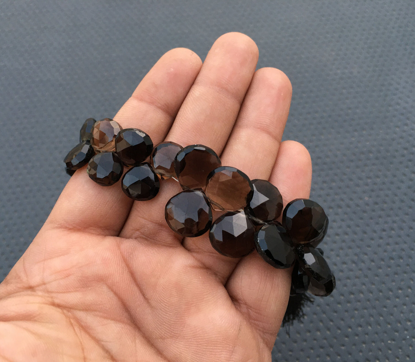 Genuine Quality 1 Strand Natural Smoky Quartz Gemstone 30 Pieces Faceted Heart Shape Briolette Beads Size 11-15 MM Smoky Heart Beads Jewelry