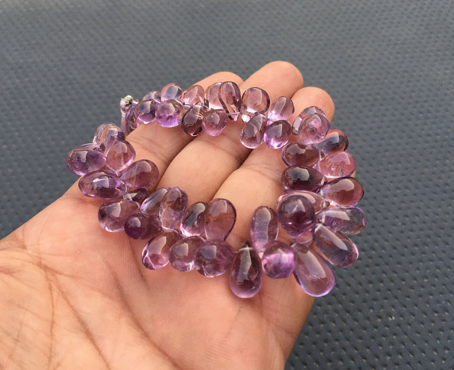 Absorbs Negative Energy 1 Strand Natural Pink Amethyst Gemstone 52 Pieces Smooth Teardrop Beads Briolette Beads Size 6x10-9x15 MM Amethyst