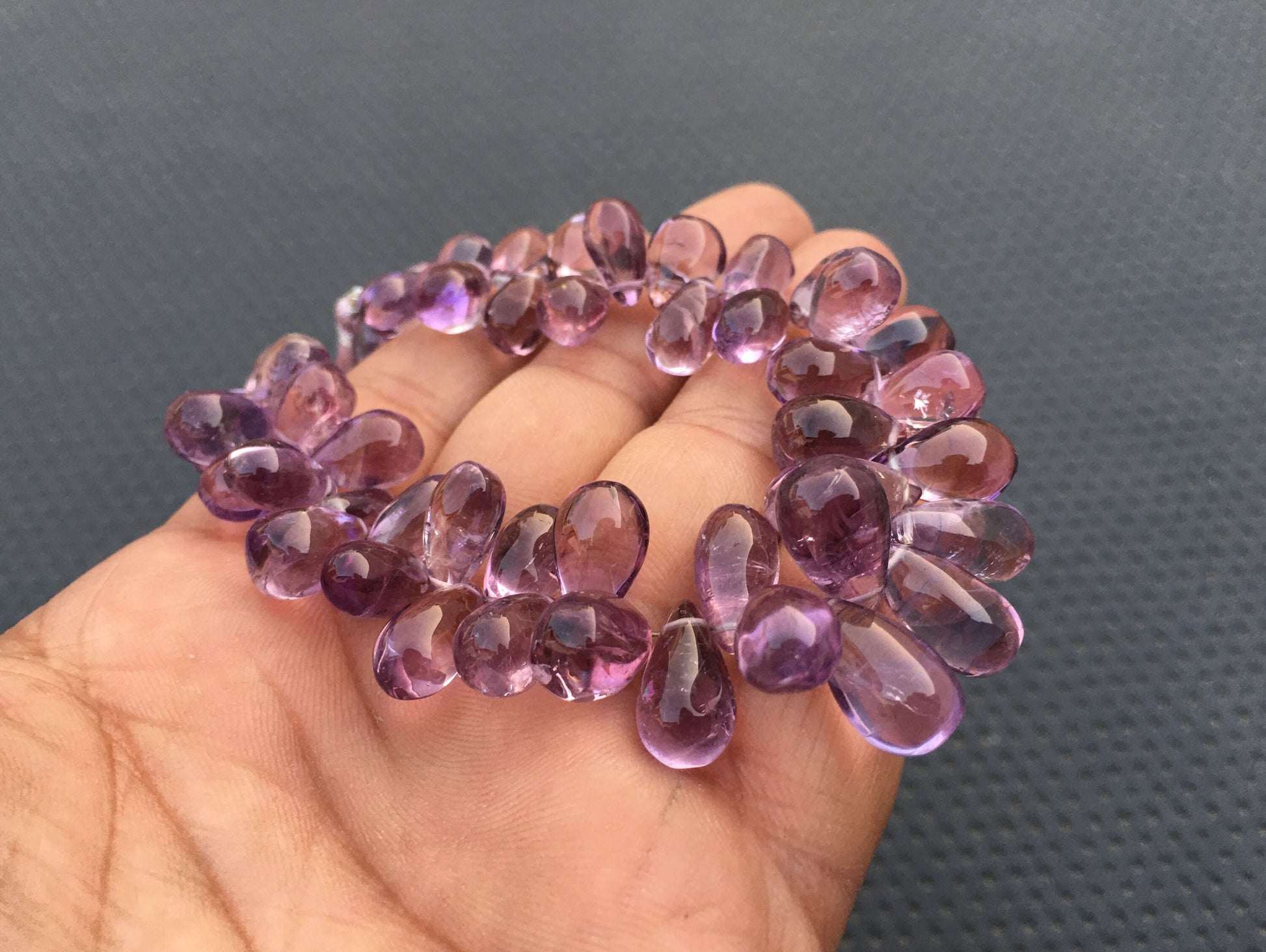 Absorbs Negative Energy 1 Strand Natural Pink Amethyst Gemstone 52 Pieces Smooth Teardrop Beads Briolette Beads Size 6x10-9x15 MM Amethyst