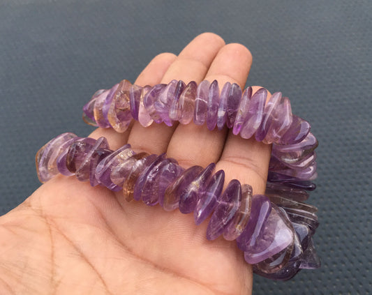 Absolutely Beautiful Stones 16" Long Natural Ametrine Gemstone Smooth Nuggets Beads Size 10x11-19x29 MM Smooth Ametrine Nuggets Necklace