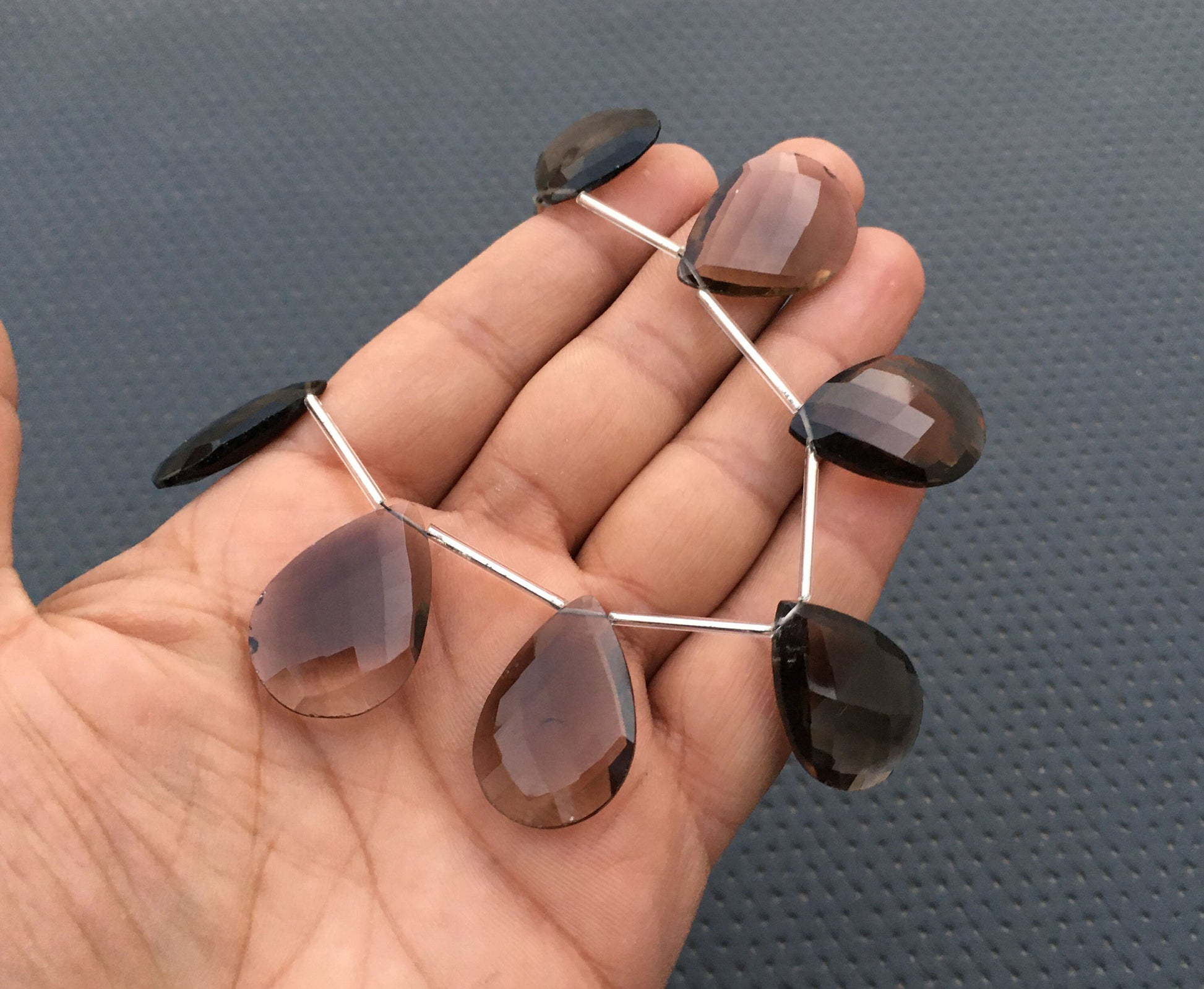 Simply stunning Gemstone 8 Pieces Natural Smoky Quartz Gemstone Faceted Pear 17x26-19x29 MM And Heart Shape 21 MM Beads Making smoky Jewelry