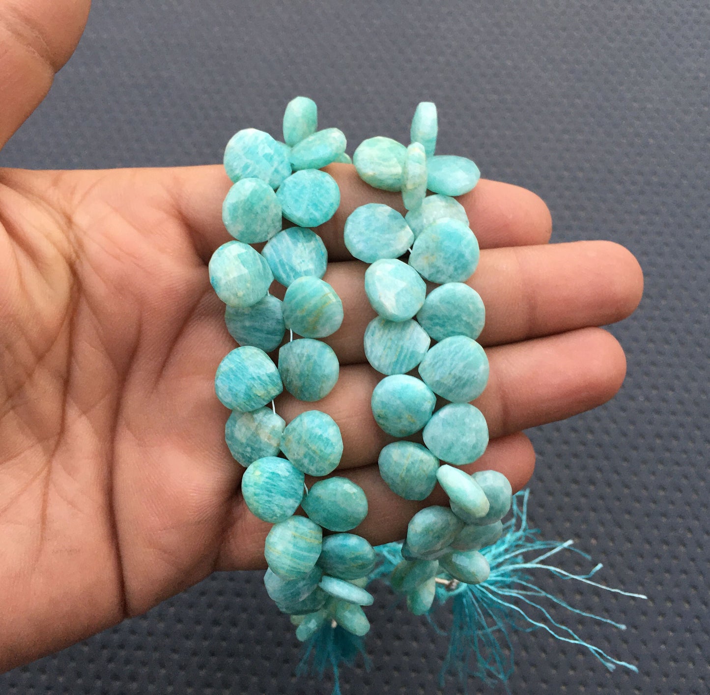 Manifestation Filter & Balance Energy Natural Amazonite Gemstone 34 Piece Faceted Heart Shape Beads,Size 10-12 MM Amazonite Heart Briolette