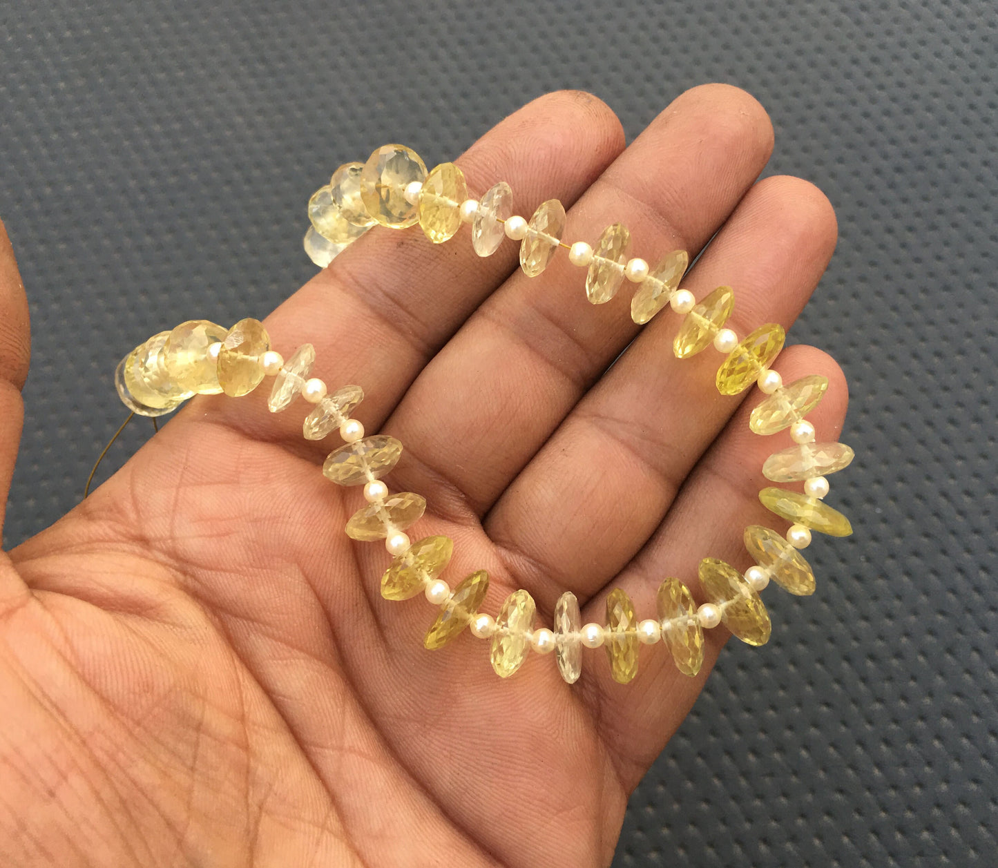 31 Pieces Natural Lemon Quartz 1 Strand Tyre Beads Size 9-13 MM Lemon Quartz Tyre Beads Faceted Rondelle Lemon Gemstone Making Jewelry Beads