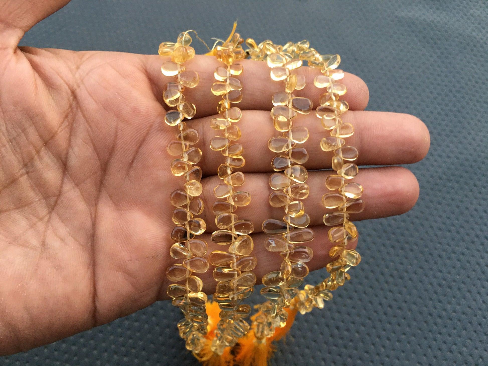 7 "Long Strand Smooth Pear Beads Natural Citrine Stone of Imagination Prosperity Size 3x5-4x7 MM Yellow Citrine Tiny Briolette Beads Stone