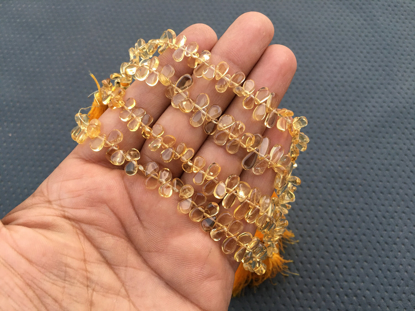 7 "Long Strand Smooth Pear Beads Natural Citrine Stone of Imagination Prosperity Size 3x5-4x7 MM Yellow Citrine Tiny Briolette Beads Stone