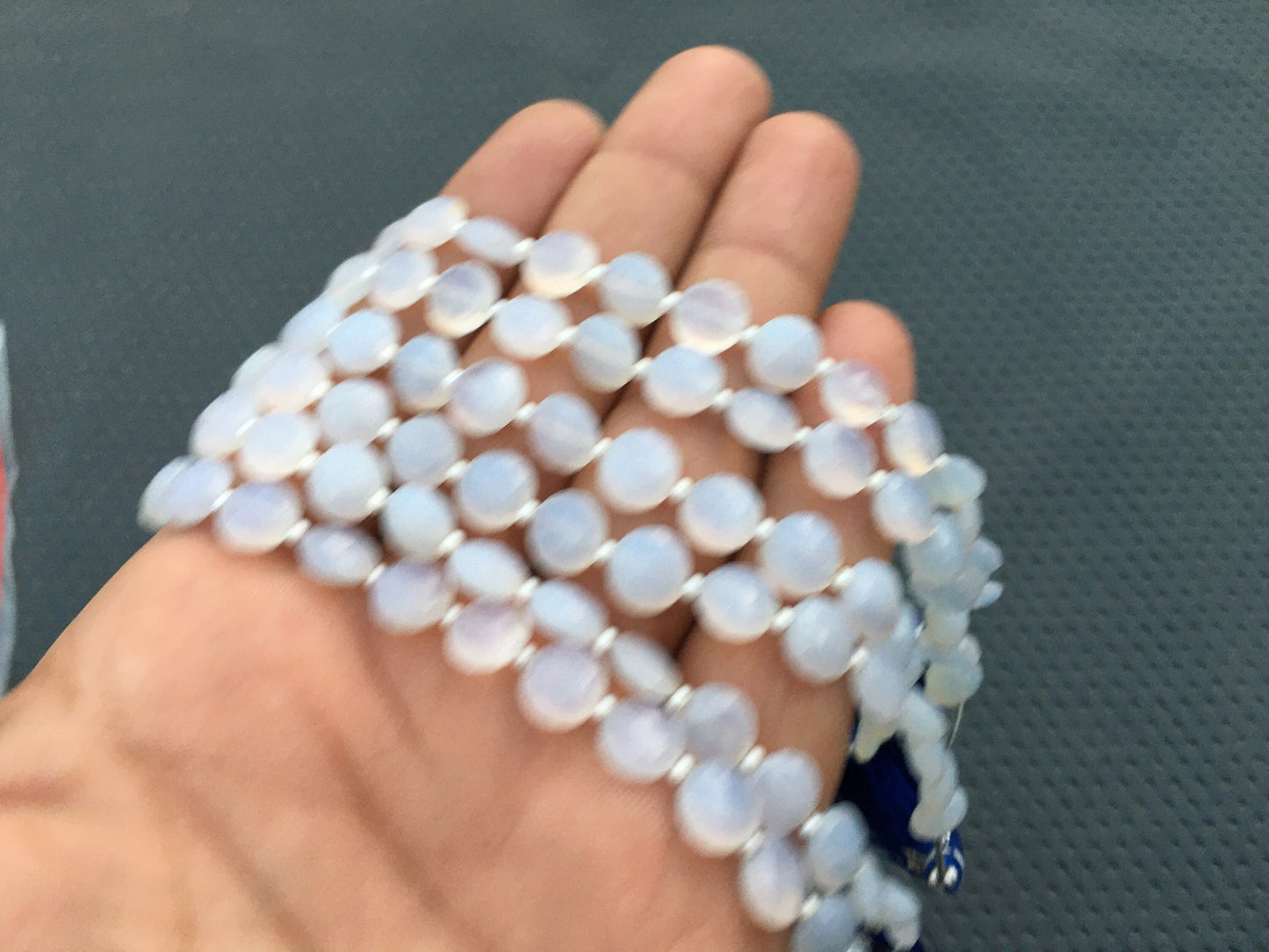 Dreamy Gorgeous Range Beaded Jewelry 19 Pieces Natural Blue Chalcedony Gemstone,Size 8 MM Blue Chalcedony Faceted Coin Shape Blue Beads