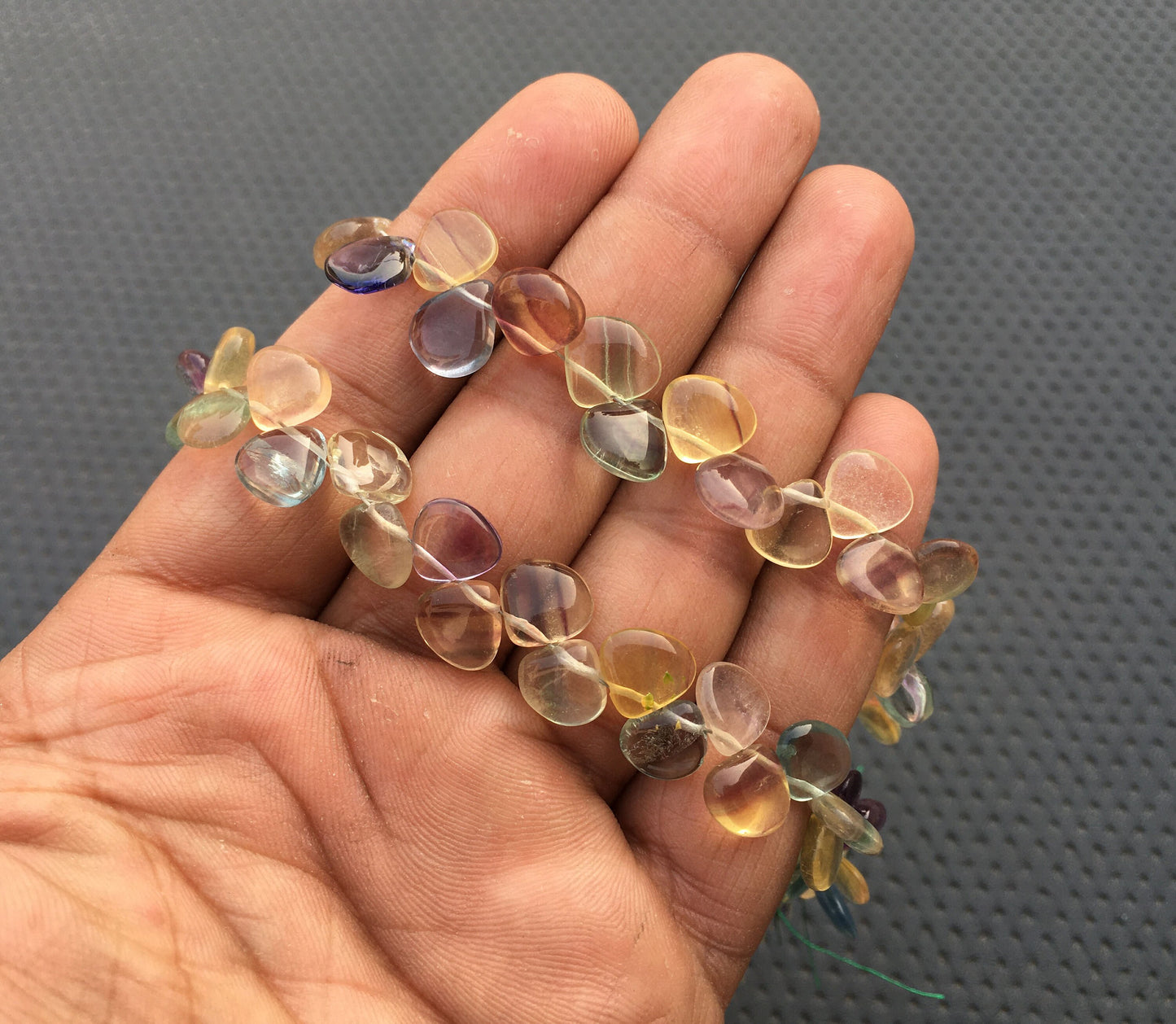 34 Pieces amazing 1 Strand Colorful Heart Beads Natural Fluorite Gemstone Smooth Briolette Beads Size 9-10 MM Fluorite Beads genuine stone