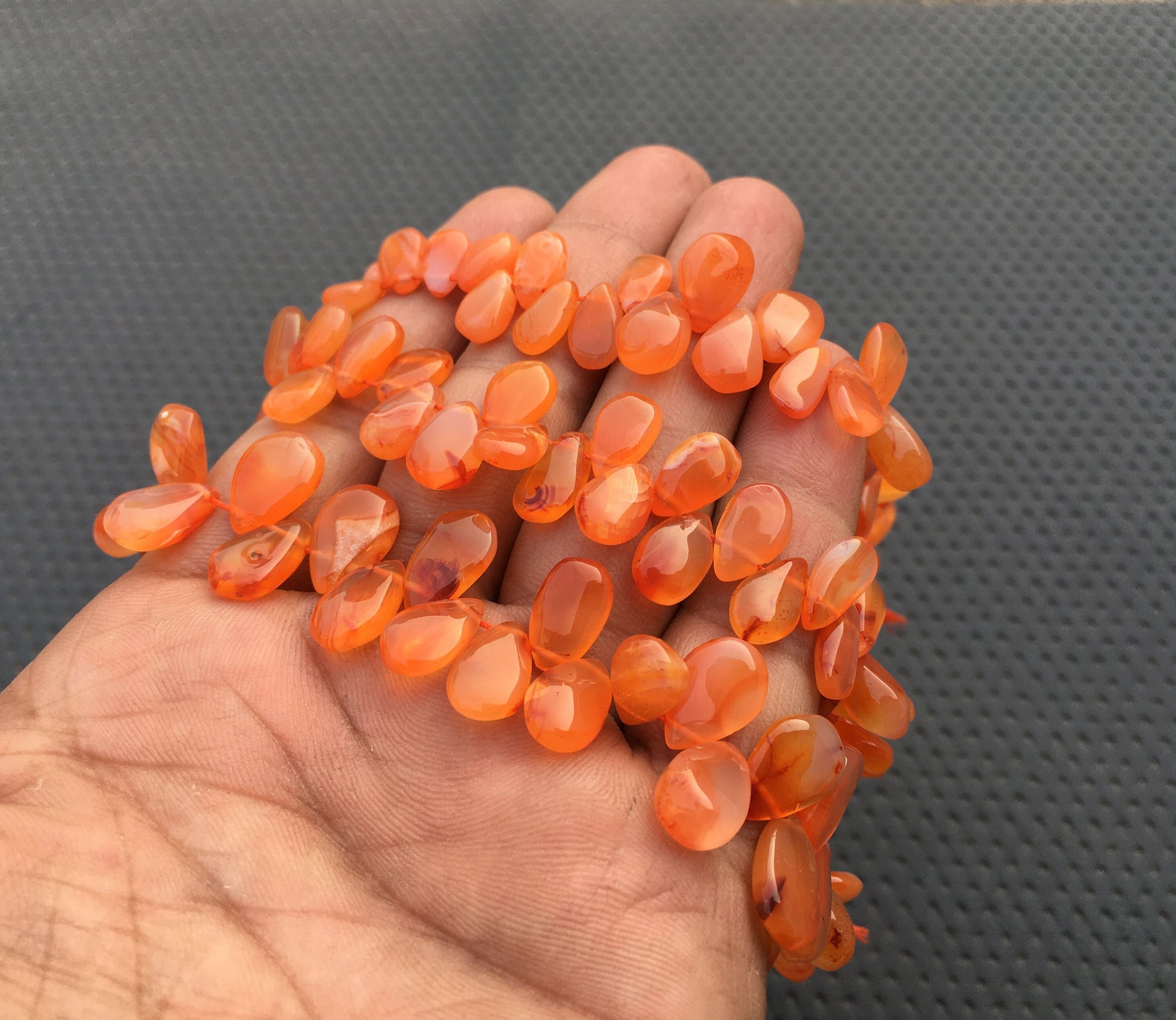 Orange Gemstone New Year Sale Offer Beads 35 Pieces Natural Carnelian Gemstone Smooth Pear Shape Briolette Beads Size 5x7-9x13 MM Wholesale