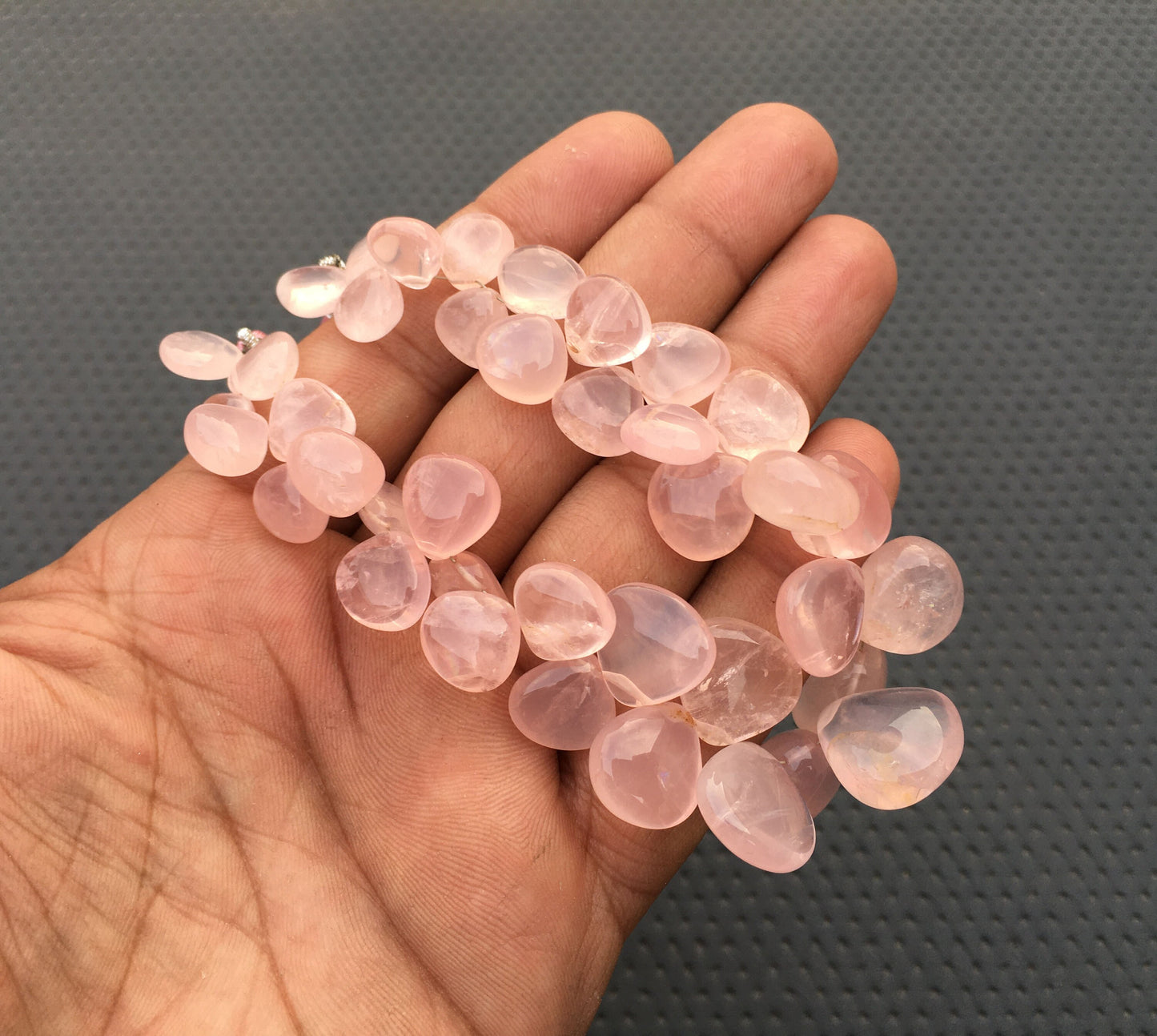 Rose quartz Stone of Love Peace 37 Pieces Smooth Heart Bead 1 Strand Natural Rose Quartz Gemstone Pink Quartz Stone Size 10-16 MM Wholesale