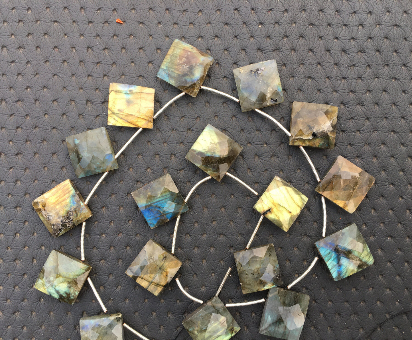 Labradorite Stone of Magic Motivation 1 Strand Garden Stone Natural Labradorite Gemstone 18 Pieces Faceted Square Shape Size 13-15 MM Beads