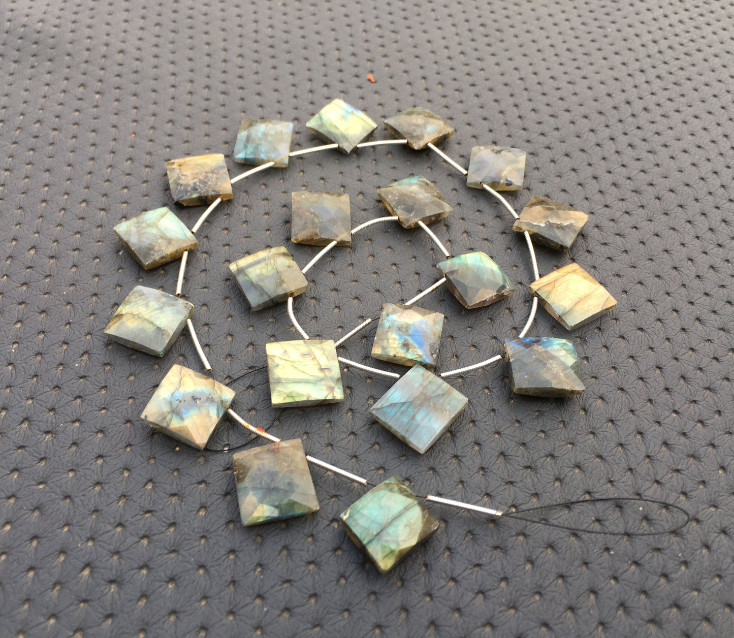 Labradorite Stone of Magic Motivation 1 Strand Garden Stone Natural Labradorite Gemstone 18 Pieces Faceted Square Shape Size 13-15 MM Beads