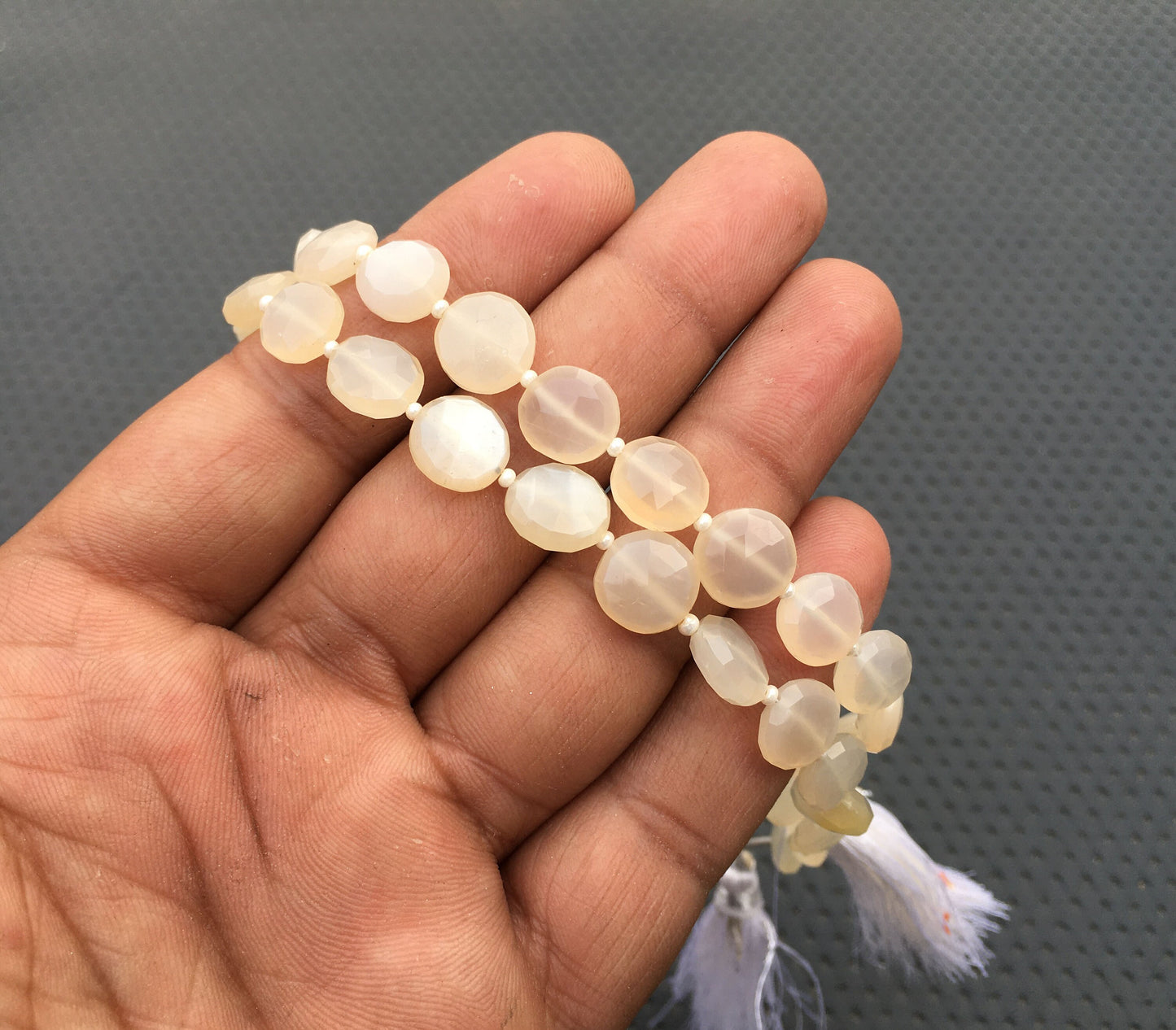 Moonstone New Beginnings feminist Protection 16 Pieces Natural Moonstone Faceted Coin Shape Bead Size 8-10 MM Gemstone Coin Beads Briolette