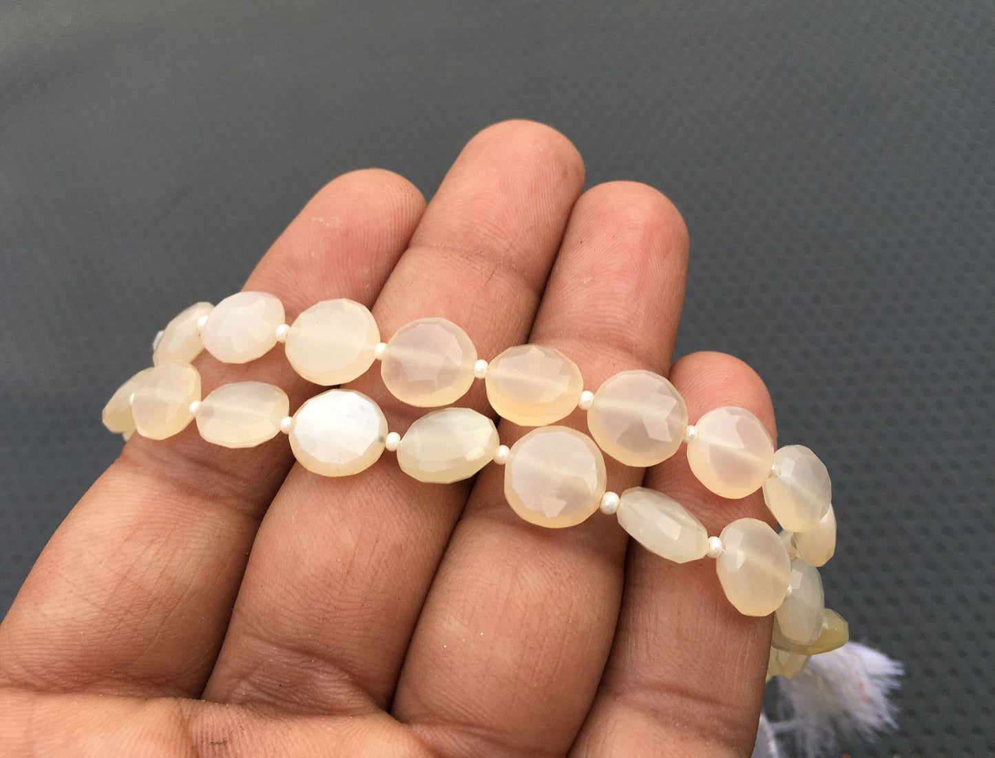 Moonstone New Beginnings feminist Protection 16 Pieces Natural Moonstone Faceted Coin Shape Bead Size 8-10 MM Gemstone Coin Beads Briolette