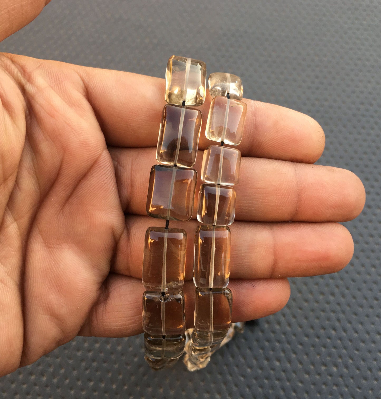 14"Long Strand Natural Smoky Quartz Gemstone Smooth Rectangle Shape Beads Size 8x9-12x17 MM Smoky Briolette Beads Making Jewelry Rectangle