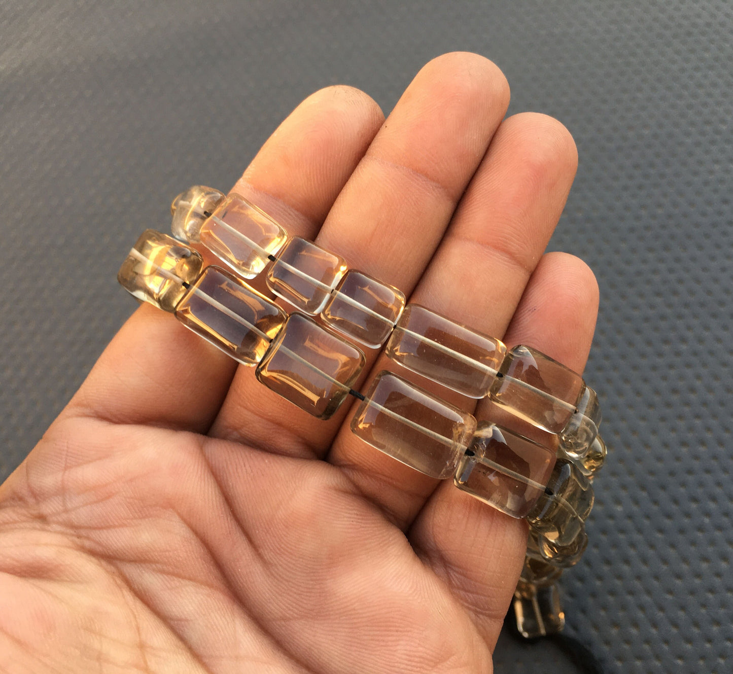 14"Long Strand Natural Smoky Quartz Gemstone Smooth Rectangle Shape Beads Size 8x9-12x17 MM Smoky Briolette Beads Making Jewelry Rectangle