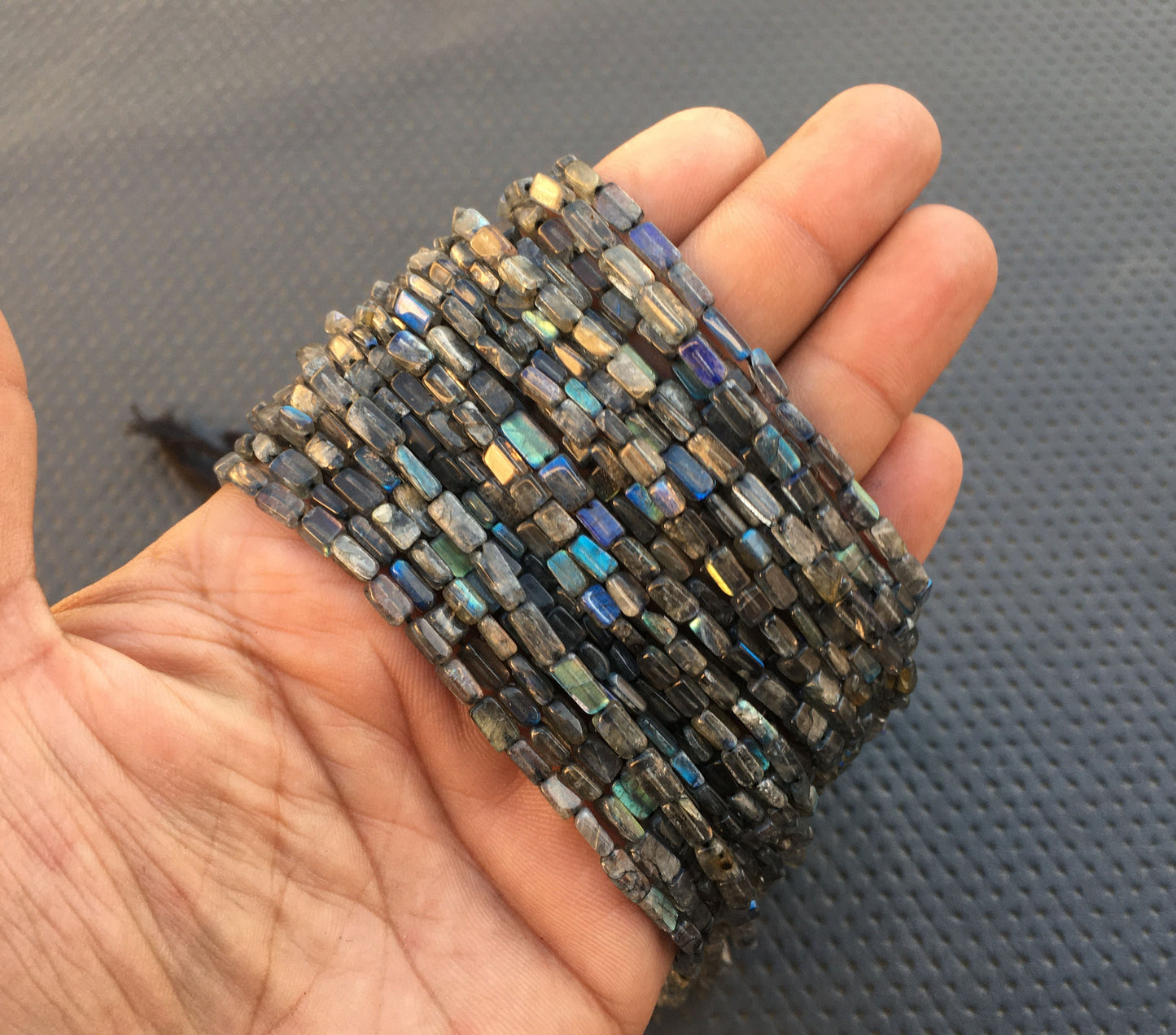 14"Long Strand Smooth rectangle Flashy Beads Natural Labradorite Gemstone Best quality Blue Flash Rectangle Bead Size 3x5-4x8 MM Labradorite