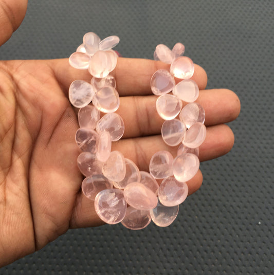 Hypoallergenic Gemstone Rose Quartz 1 Strand Smooth Heart Beads 40 Pieces Natural Rose Quartz Gemstone Pink Quartz Stone Size 10-14 MM