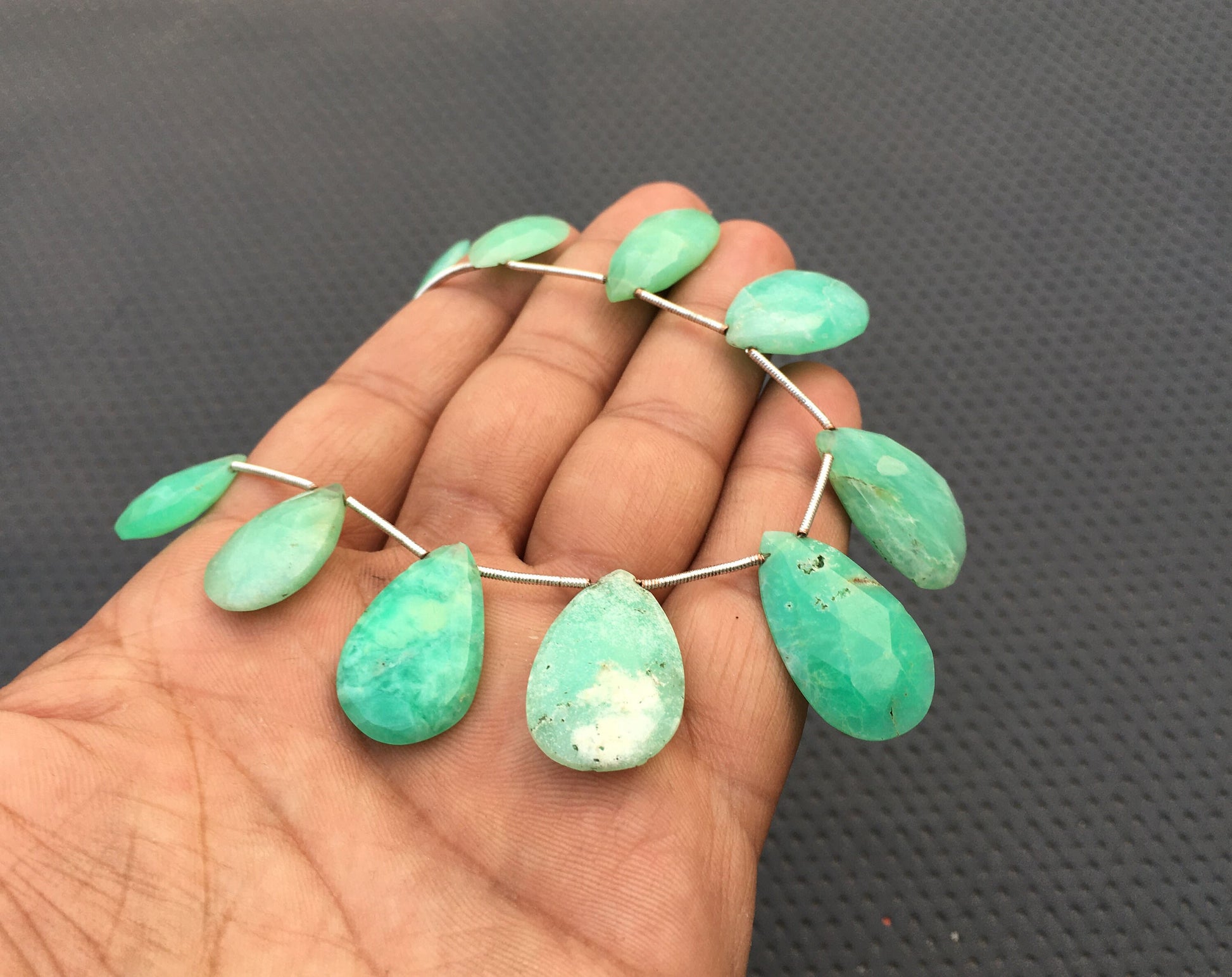 Rare Collections 1 Strand Infinity Quality Top Glorious 10 Piece Natural Chrysoprase Gemstone Size 12x18-17x28 MM Beautiful Chrysoprase Pear