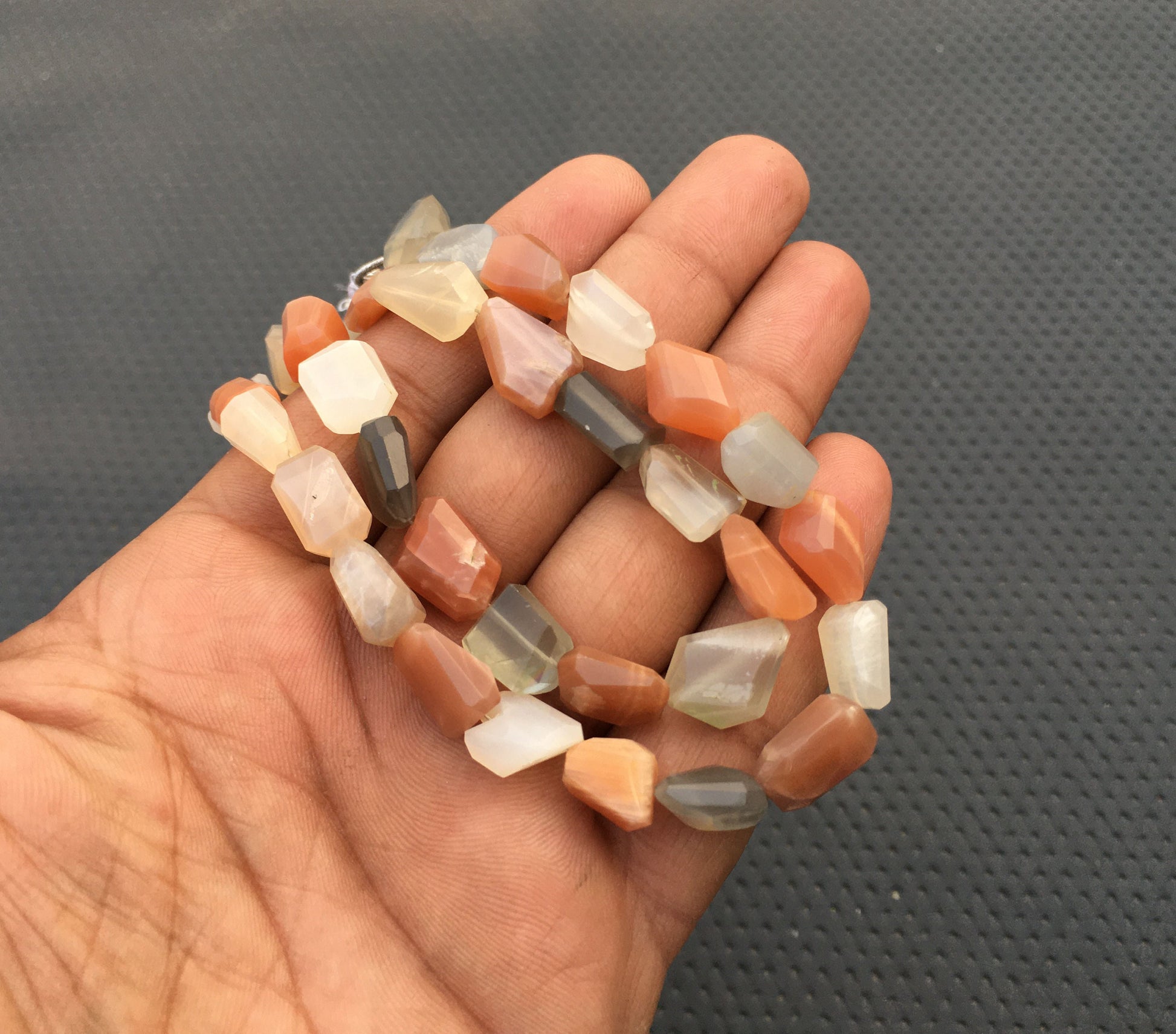 10"Long Strand Genuine Quality Beads Natural Multi Moonstone 19 Piece Nuggets Shape Beads Size 8x11-13x14 MM Multi Moonstone Faceted Nuggets