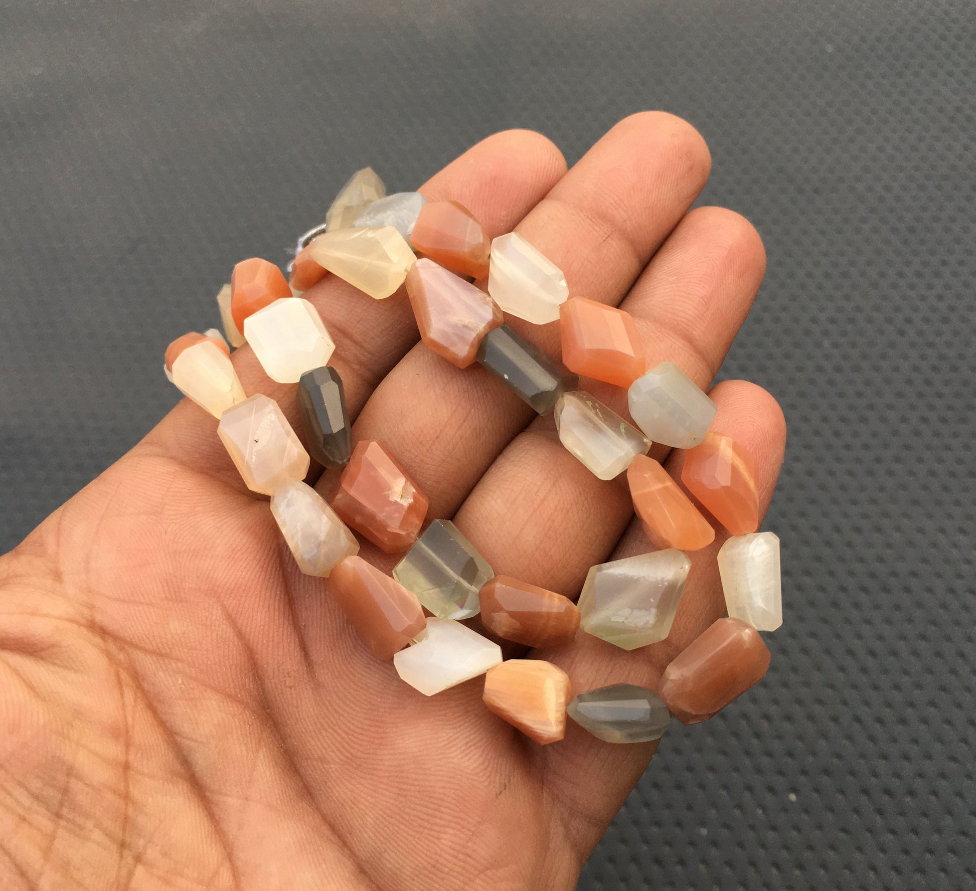 10"Long Strand Genuine Quality Beads Natural Multi Moonstone 19 Piece Nuggets Shape Beads Size 8x11-13x14 MM Multi Moonstone Faceted Nuggets