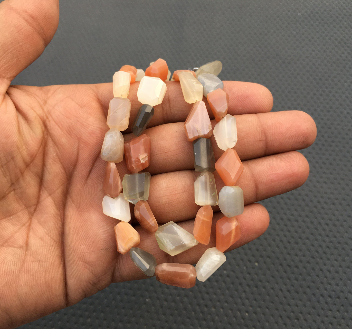 10"Long Strand Genuine Quality Beads Natural Multi Moonstone 19 Piece Nuggets Shape Beads Size 8x11-13x14 MM Multi Moonstone Faceted Nuggets