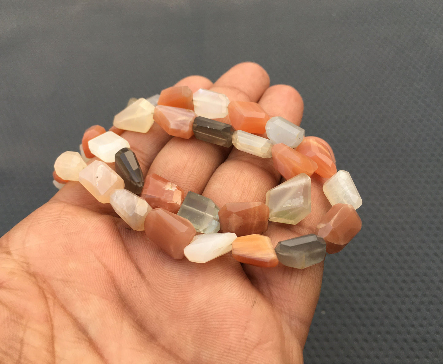 10"Long Strand Genuine Quality Beads Natural Multi Moonstone 19 Piece Nuggets Shape Beads Size 8x11-13x14 MM Multi Moonstone Faceted Nuggets