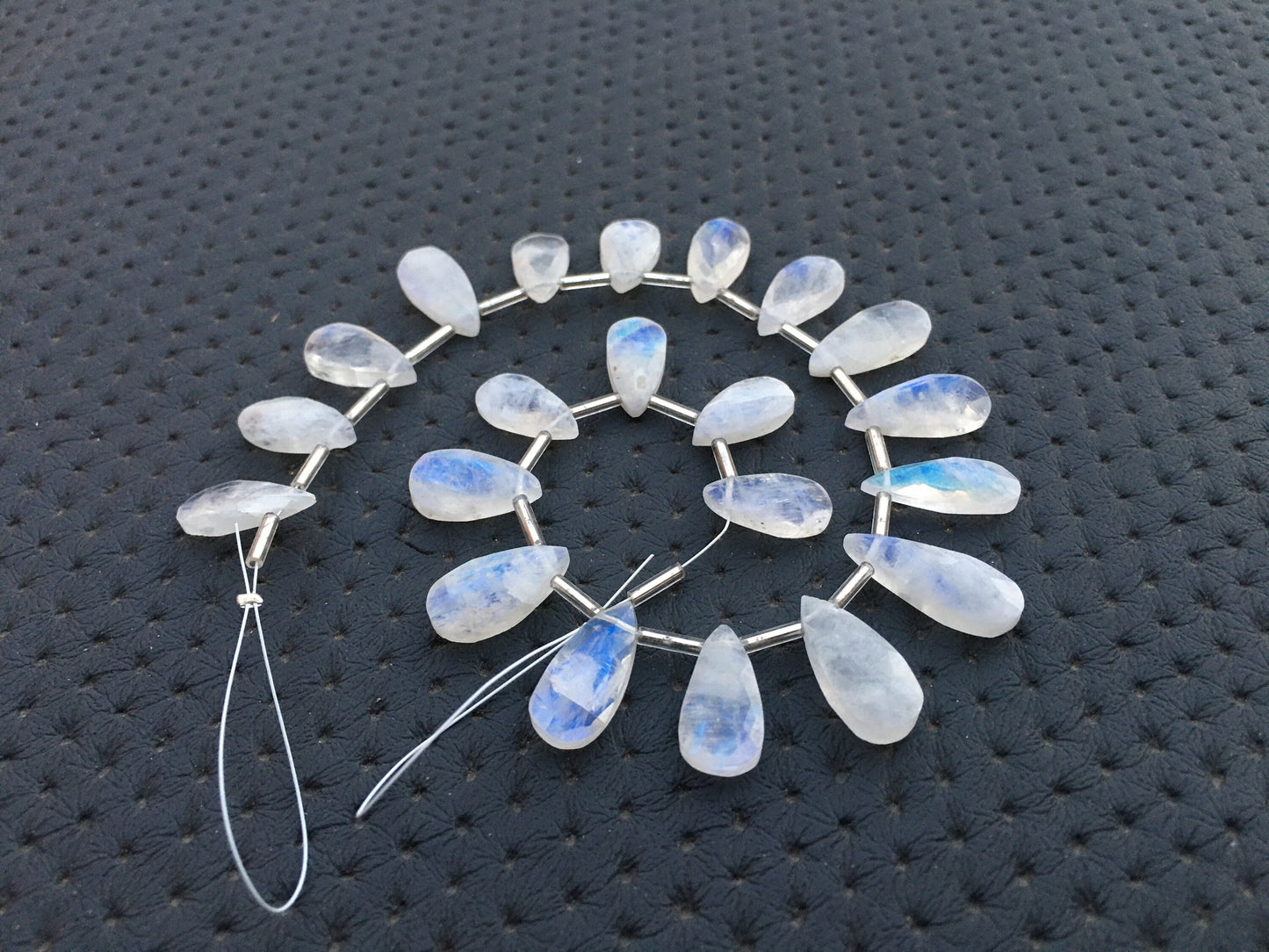 AAA Quality 1 Strand Natural Rainbow Moonstone Pear Shape Faceted Beads Blue Fire Moonstone Size 7x14-8x19 MM 21 Pieces Rainbow Moonstone