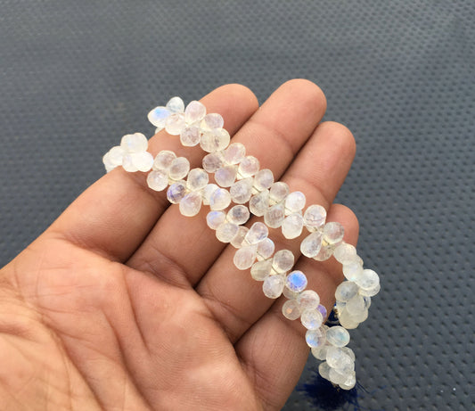 60 Pieces Awesome Quality 1 strand Natural Rainbow Moonstone Blue Fire Twisted Teardrop Beads Moonstone Size 5x6-6x9 MM Genuine Blue Fire