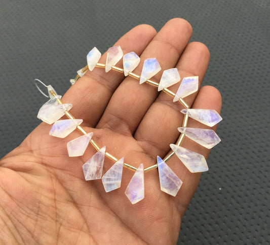 Highly Recommended Gemstone 1 Strand Fantastic Quality Natural Rainbow Moonstone Size 8x14-10x22 MM Faceted Fancy Shape Briolette Beads