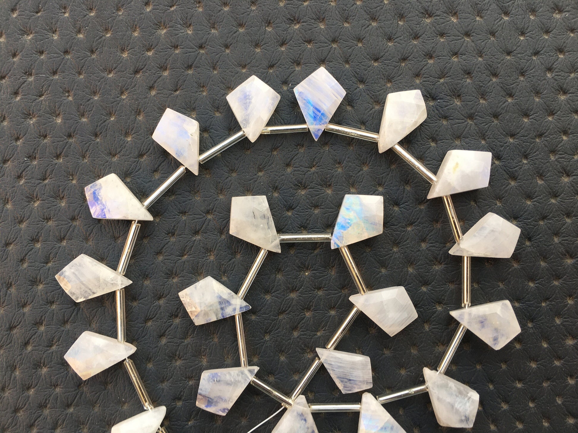 Dreamy Gorgeous Range Blue fire 16 Pieces Natural Rainbow Moonstone Size 9x15-12x16 MM Faceted Fancy Shape Briolette Beads Blue Flashy