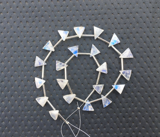 Natural Rainbow Moonstone,Faceted Triangle Shape Blue Flashy Beads, Size 9x10-10x12 MM Briolette Beads Making Moonstone Jewelry Flashy Baeds