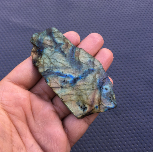 Blue Fire Labradorite Slice Specimen,Natural Labradorite Gemstone Slab,Size 42x89 MM Quality Labradorite Raw,Specimen Fire Labradorite Raw