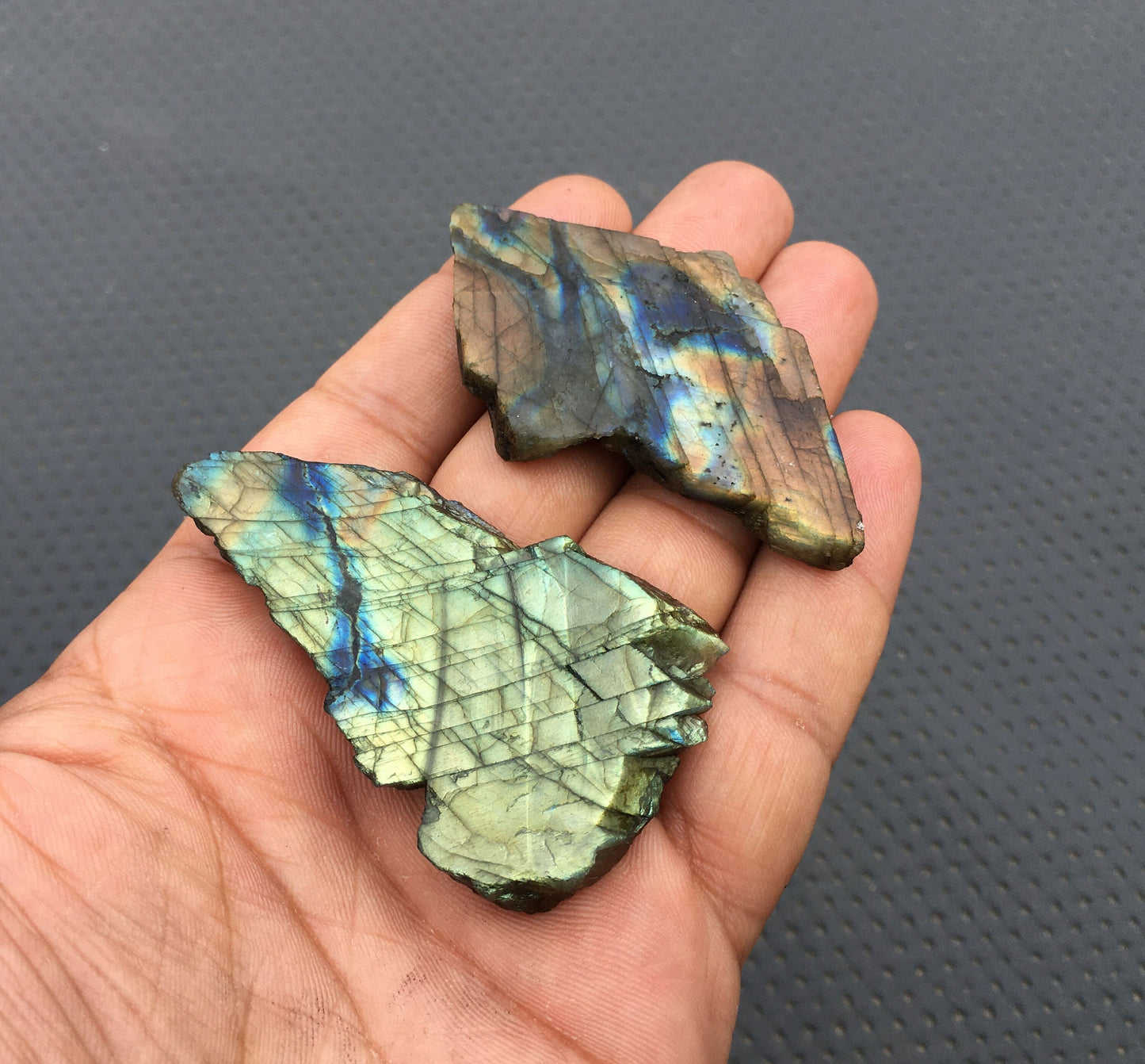 Magnificent Quality 2 Piece Natural Blue Fire Labradorite Raw Gemstone,Genuine Specimens Rough,Size 30x63-38x64 MM Labradorite Specimen Raw