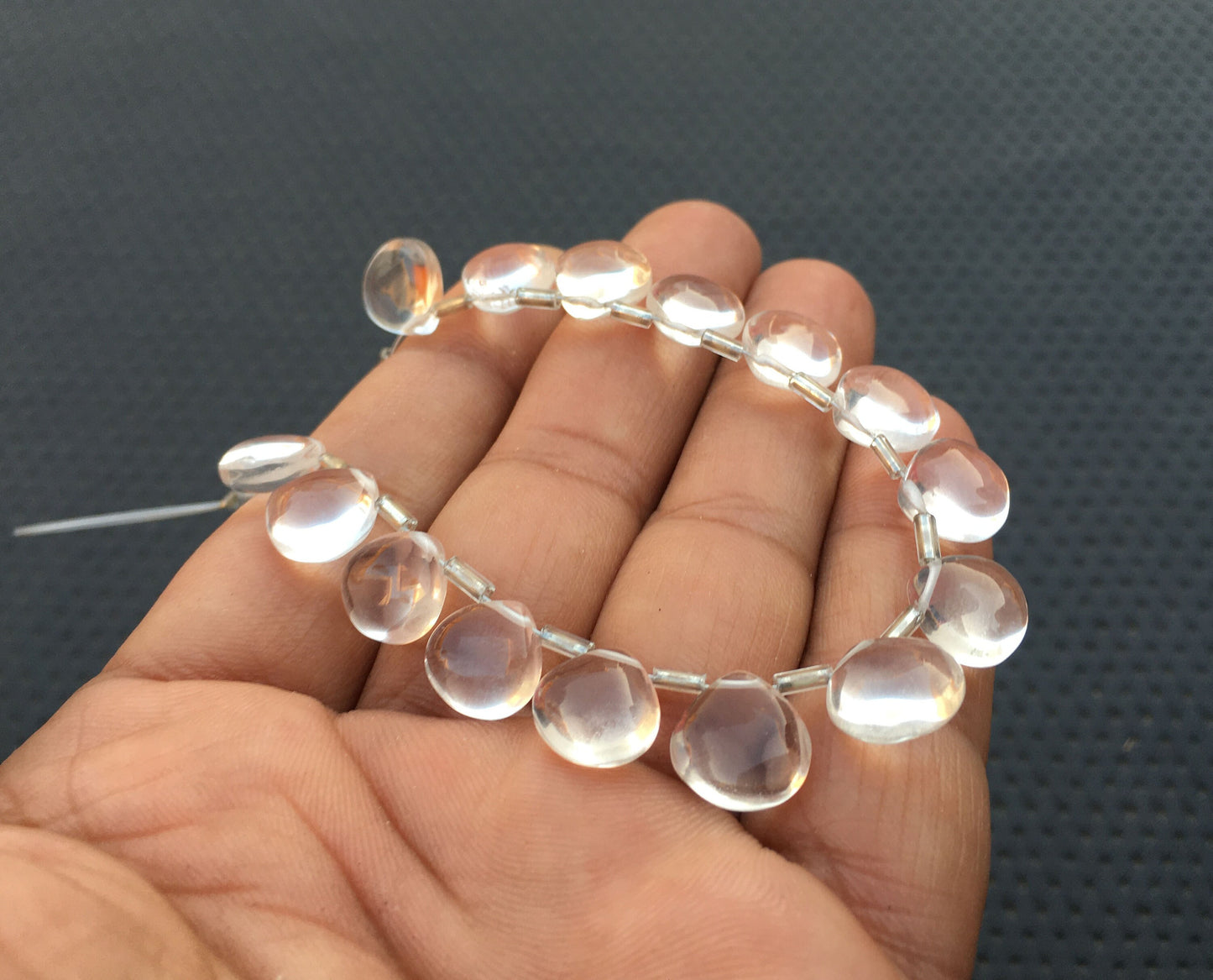 Transparent Gemstone 21 Pieces Natural Clear Quartz Smooth Heart Beads Size 8-10 MM Crystal Heart Styaloka Quartz Beads Making Jewelry Beads