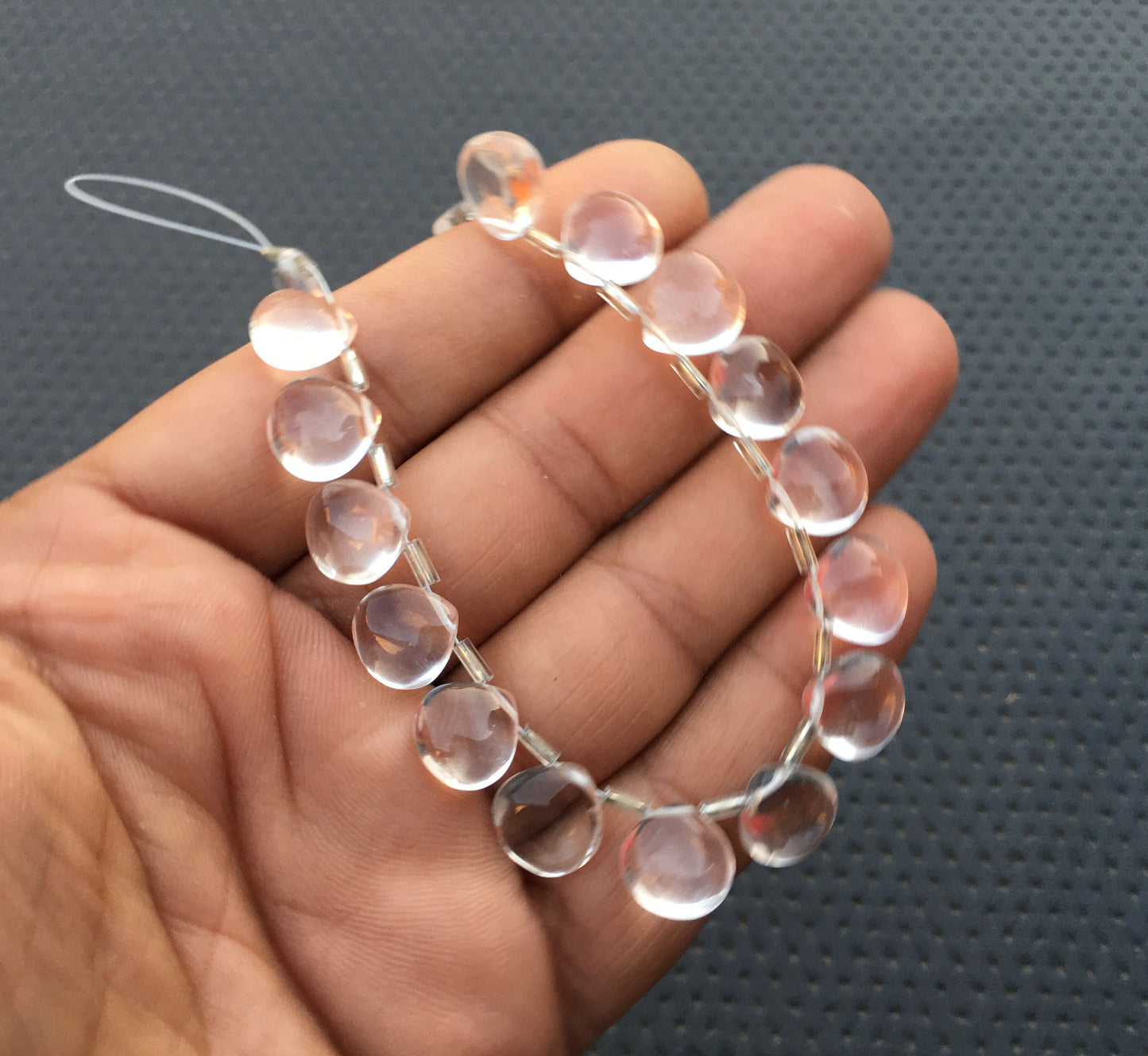 Transparent Gemstone 21 Pieces Natural Clear Quartz Smooth Heart Beads Size 8-10 MM Crystal Heart Styaloka Quartz Beads Making Jewelry Beads