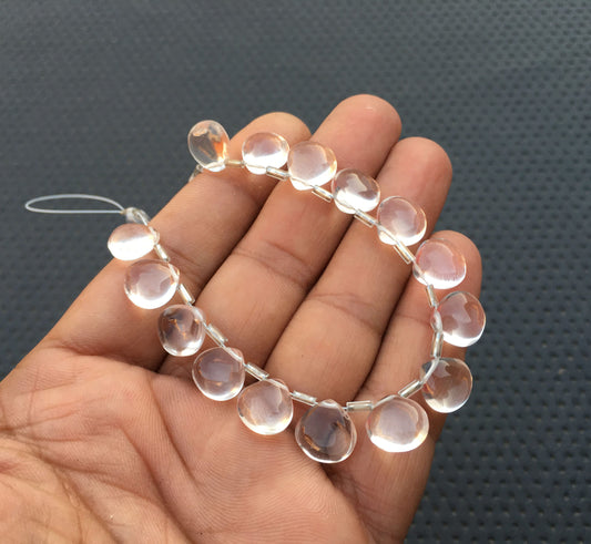 Transparent Gemstone 21 Pieces Natural Clear Quartz Smooth Heart Beads Size 8-10 MM Crystal Heart Styaloka Quartz Beads Making Jewelry Beads