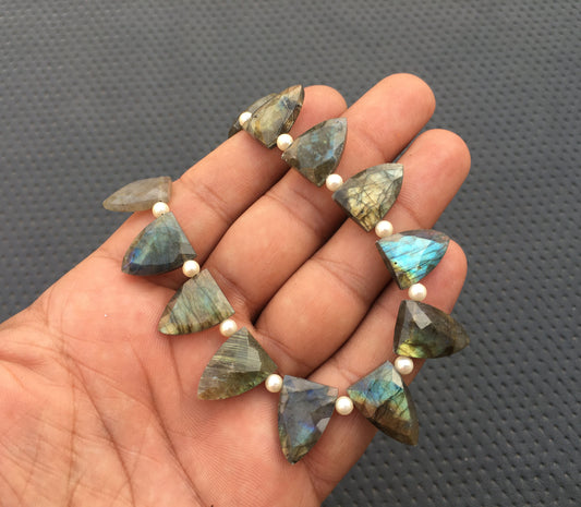 Christmas Offer Gemstone Sale 1 Strand Natural Labradorite Faceted Half Marquise Shape Size 11x16-13.5x18 MM Blue Flash Genuine Labradorite